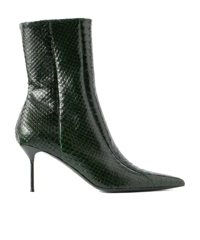 Paris Texas Lidia 70 Snake-effect Leather Ankle Boots In Orange