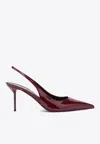Paris Texas Pointed Toe Patent Slingback Heels With 70 Mm Stiletto In Burgundy