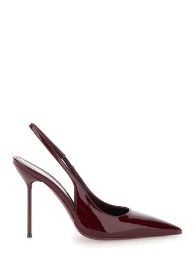 PARIS TEXAS 'LIDIA' BORDEAUX SLINGBACK MULES WITH HIGH STILETTO HEEL AND ELASTIC ANKLE STRAP IN LEATHER WOMAN