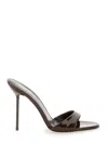 Paris Texas Lidia Brown Mules With Stiletto Heel In Patent Leather Woman In Brown