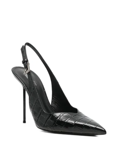 Paris Texas Lidia Croc-effect Slingback Pumps In Black