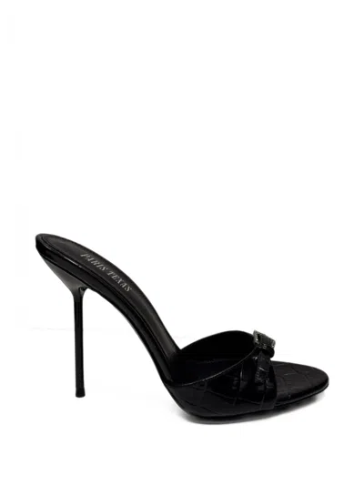Paris Texas Lidia Croc-embossed Buckle Sandals In Black