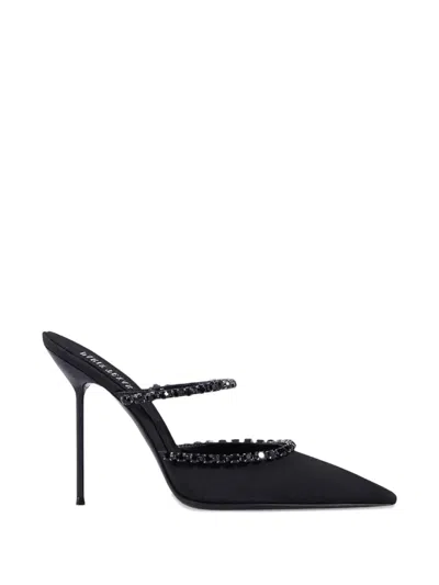 Paris Texas Lidia Crystal-embellished Pointed Mules In Black