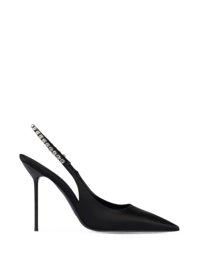 Paris Texas Lidia Crystal-embellished Slingback Sandals In Black