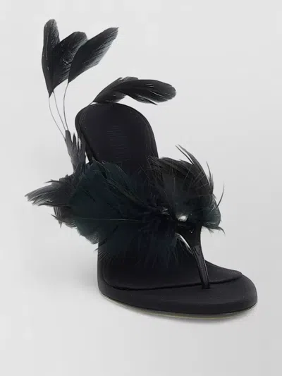 Paris Texas Lidia Feather Detail Open Toe Sandals In Animal Print