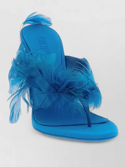 Paris Texas Lidia Feather Detail Open Toe Sandals In Blue