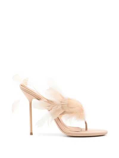 Paris Texas Lidia Feather Sandals In Neutral