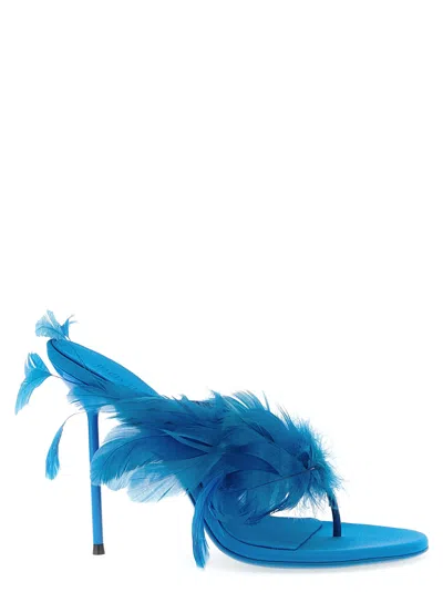 Paris Texas 'lidia Feather Thong' Mules In Blue