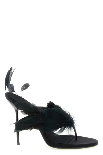 PARIS TEXAS 'LIDIA FEATHER THONG' MULES