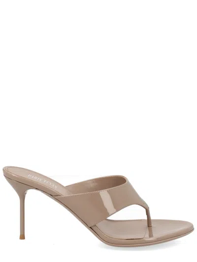 Paris Texas Lidia Glossy Calf Leather Thong Sandals In Animal Print