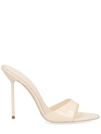 Paris Texas Lidia High Stiletto Heel Glossy Leather Mules In Neutral