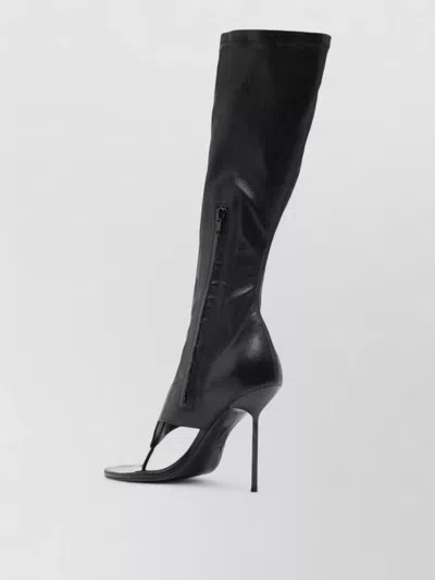 Paris Texas Lidia Knee High Thong Open Toe Boots In Black