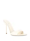 Paris Texas Lidia White Heeled Sandals With Round Toe And Logo On The Insole In Shiny Leather Woman In White