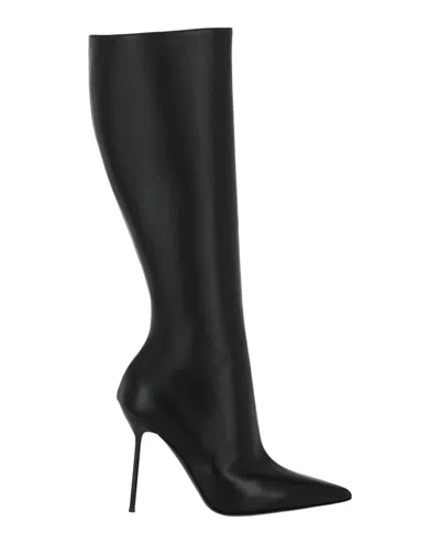 Paris Texas Lidia Leather Knee-high Boots In Black