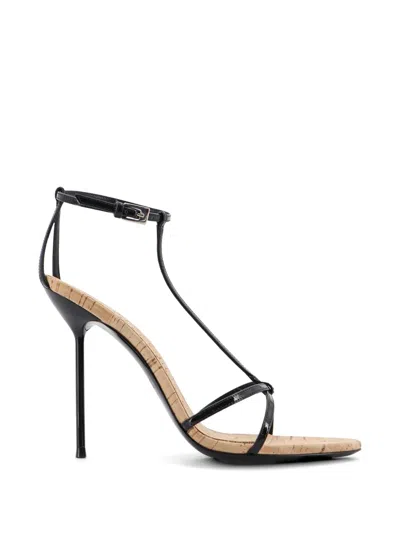 Paris Texas Lidia Leather Cork Platform Sandals High In Black