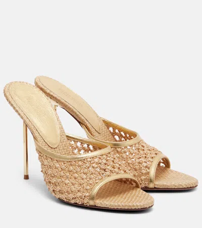 Paris Texas Lidia Leather-trimmed Mules In Brown