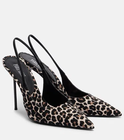 Paris Texas Lidia Leopard-print Canvas Slingback Pumps In Multi