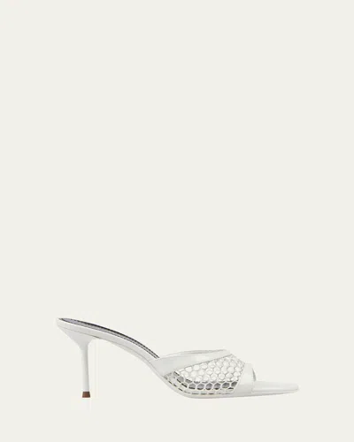 Paris Texas Lidia Mesh Leather Mule Sandals In White-white