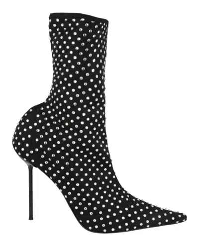 Paris Texas Lidia Mesh Studded Ankle Boots In Black
