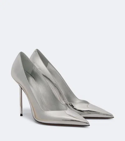 Paris Texas Lidia Metallic Leather Pumps In Silver