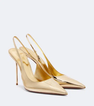 Paris Texas Lidia Metallic Leather Slingback Pumps In Gold