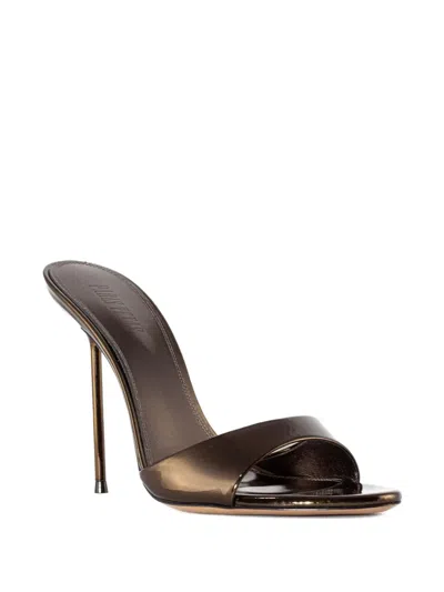 Paris Texas Lidia Mirror-effect Heeled Sandals In Brown