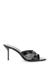 Paris Texas Black Mule With Mesh Design And Stiletto Heel In Leather Woman In Black