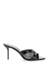 Paris Texas Black Mule With Mesh Design And Stiletto Heel In Leather Woman In Black