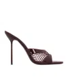 Paris Texas Mules In Rouge Noir Mesh And Patent Leather