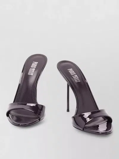 Paris Texas Lidia Patent Calfskin Open Toe Stiletto Mules In Black