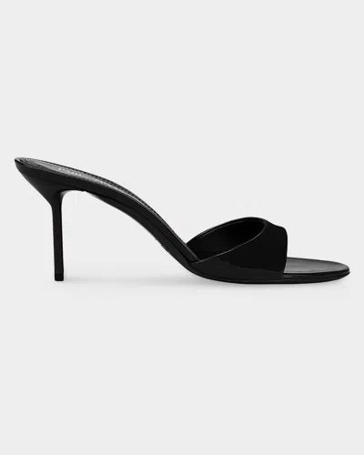 Paris Texas Lidia Patent Stiletto Mule Sandals In Black