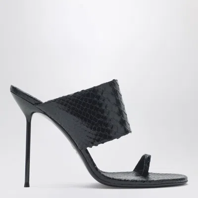 PARIS TEXAS PARIS TEXAS | LIDIA PYTHON-EFFECT BLACK LEATHER THONG MULE