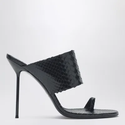 Paris Texas Lidia Python-effect Mini Leather Thong Mule In Black
