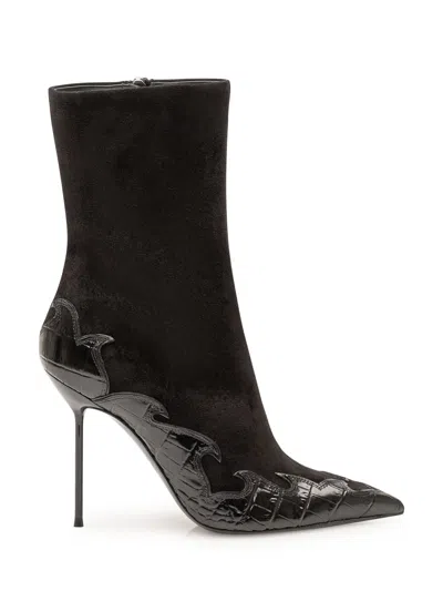 Paris Texas Lidia Queen Of Hearts Ankle Boots In Black
