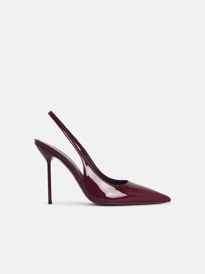 Paris Texas Lidia Slingbacks Rouge Noir In Patent Leather In Animal Print