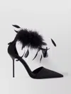 Paris Texas Lidia Satin Sandals With Feather Detail