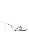 Paris Texas Leather Mules In Silver