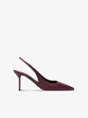 Paris Texas Pointed Toe Patent Slingback Heels With 70 Mm Stiletto In Burgundy