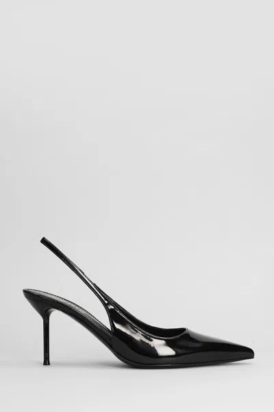 Paris Texas Lidia Slingback 70 Pumps In Black Patent Leather In Animal Print