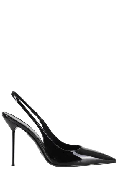Paris Texas 105mm Lidia Patent Leather Slingbacks In Black