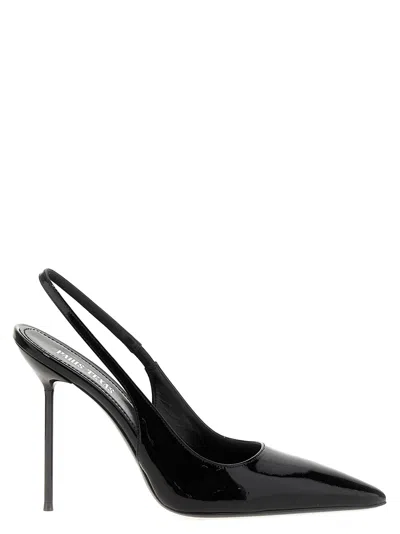 Paris Texas 105mm Lidia Patent Leather Slingbacks In Black