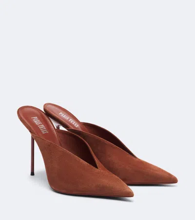 Paris Texas Lidia Suede Mules In Brown