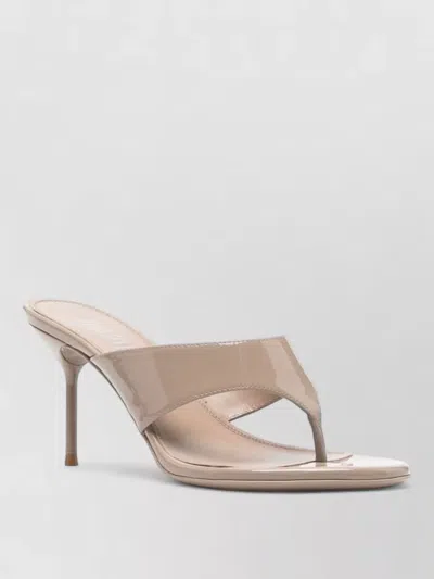 Paris Texas Lidia Thong Mules Open Toe Patent In Neutral