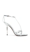 Paris Texas Lidia T Leather T-strap High Heel Sandals In Silver