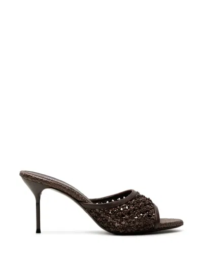 Paris Texas Lidia Woven Mules In Brown
