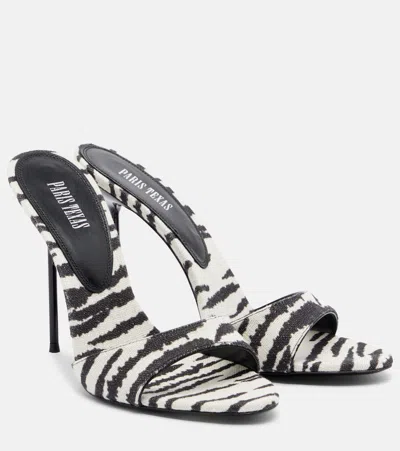 Paris Texas Lidia Zebra-print Canvas Mules In Multi