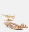 Paris Texas Linda Lace-up Python-effect Leather Sandals In Gold