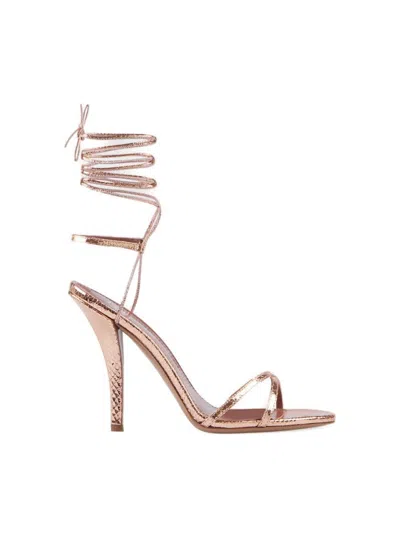 Paris Texas Linda Lace Up Sandal Rose Gold