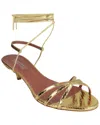 Paris Texas Linda Metallic Python Print Lace-up Sandals In Gold