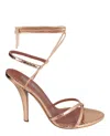Paris Texas Linda Metallic Python Print Lace-up Sandals In Brown